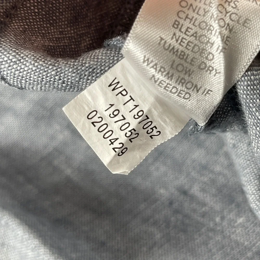 Pure Jill‎ Linen Pants Women Large Petite Chambray Elastic Waist Straight